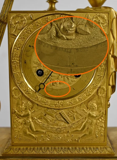 Horloge en Bronze Doré, estampillée « Leroy Palais Royal », époque Empire – Début XIXe