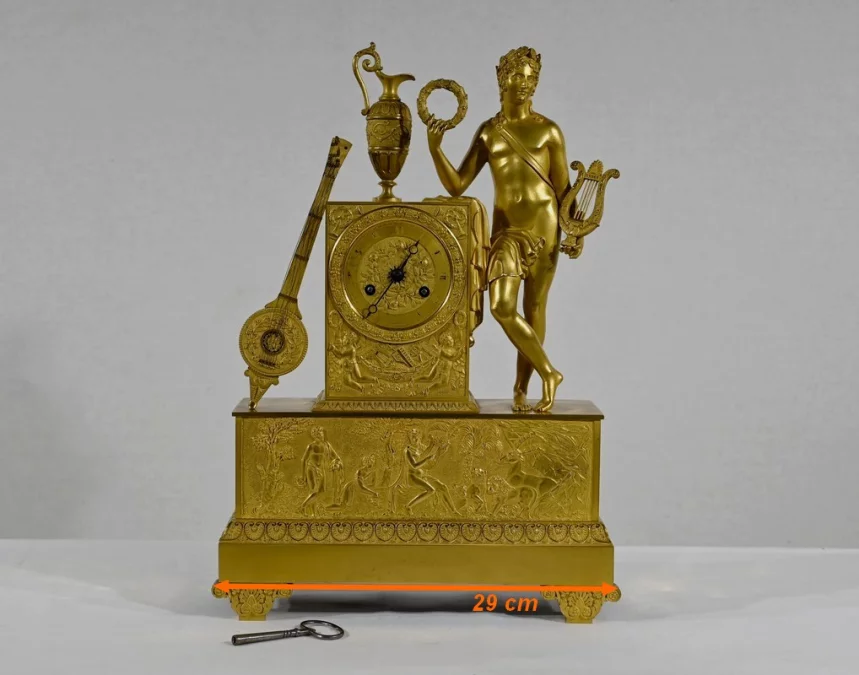 Horloge en Bronze Doré, estampillée « Leroy Palais Royal », époque Empire – Début XIXe