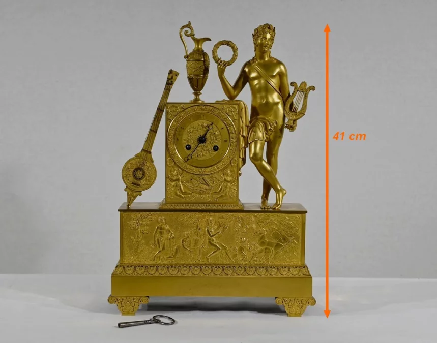 Horloge en Bronze Doré, estampillée « Leroy Palais Royal », époque Empire – Début XIXe