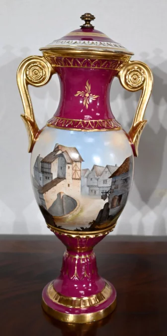 PAREJA DE JARRON DE PORCELANA DE PARIS