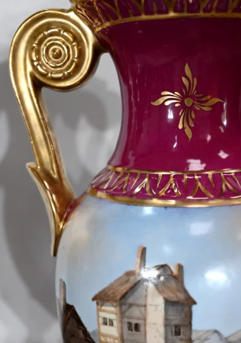 PAREJA DE JARRON DE PORCELANA DE PARIS