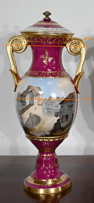 PAREJA DE JARRON DE PORCELANA DE PARIS