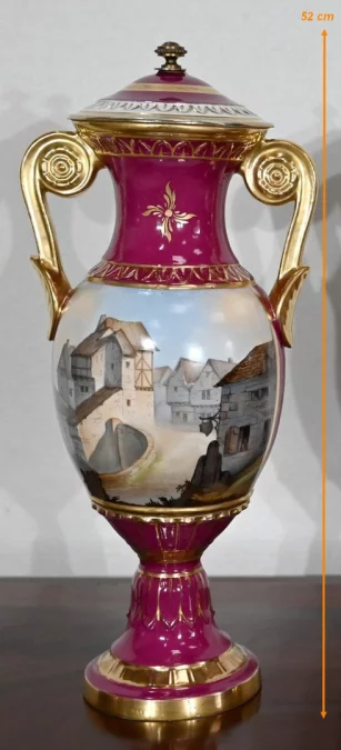 PAREJA DE JARRON DE PORCELANA DE PARIS