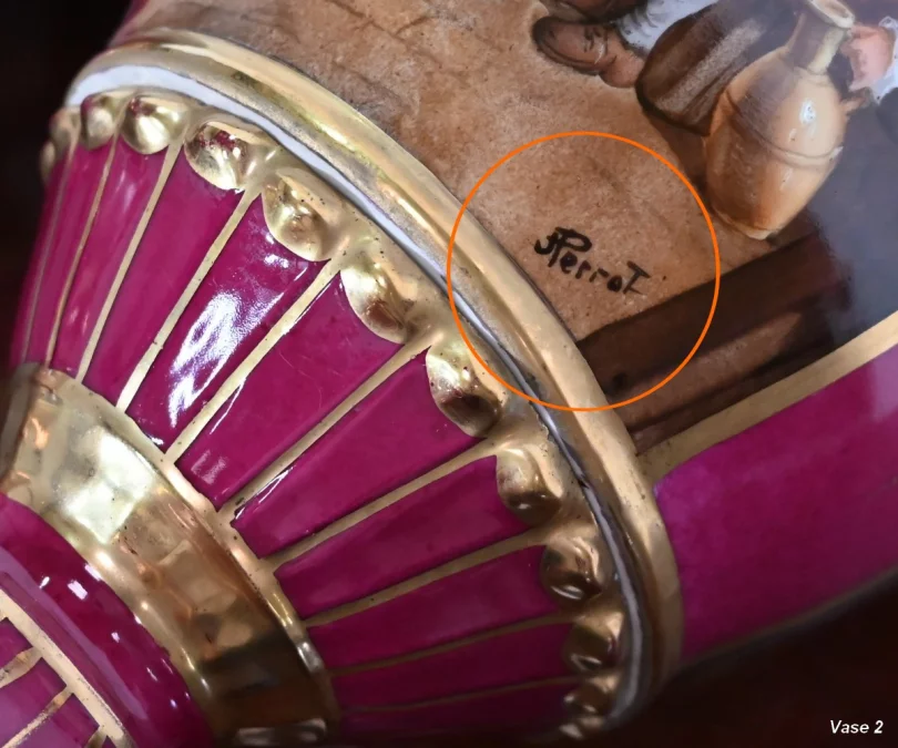 PAREJA DE JARRON DE PORCELANA DE PARIS