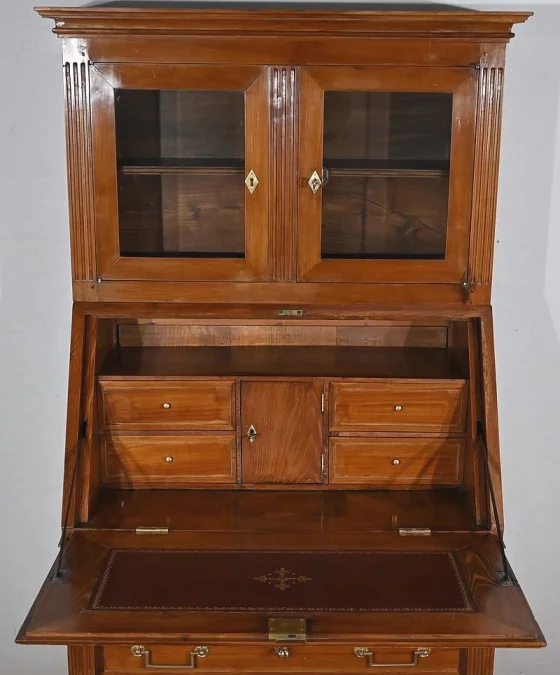 Bureau de Pente Vitrine en Acacia massif, style Louis XVI – 1ère partie XIXe