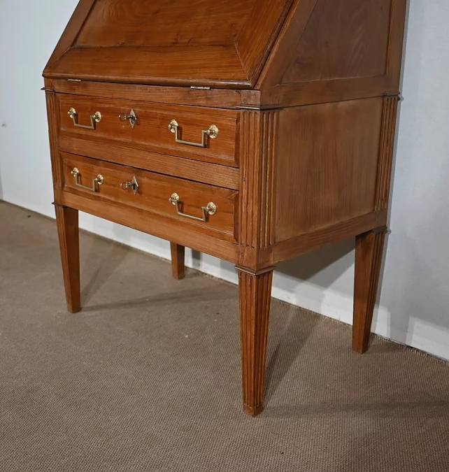 Bureau de Pente Vitrine en Acacia massif, style Louis XVI – 1ère partie XIXe