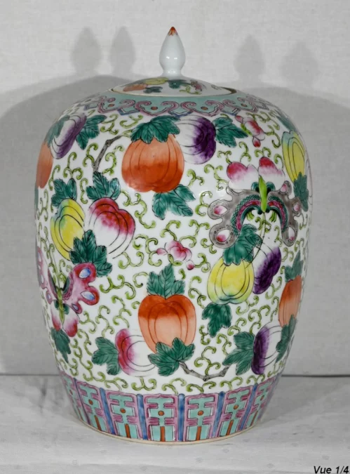 Important Vase à Couvercle en Porcelaine de Chine – Début XXe