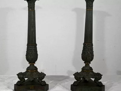Paire de Chandeliers en Bronze, époque Restauration – Début XIXe