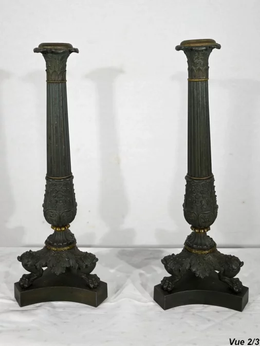 Paire de Chandeliers en Bronze, époque Restauration – Début XIXe