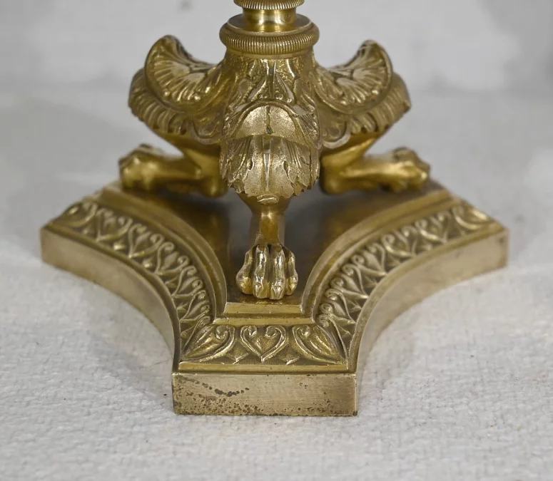 Paire de Bougeoirs en Bronze, époque Restauration – Début XIXe