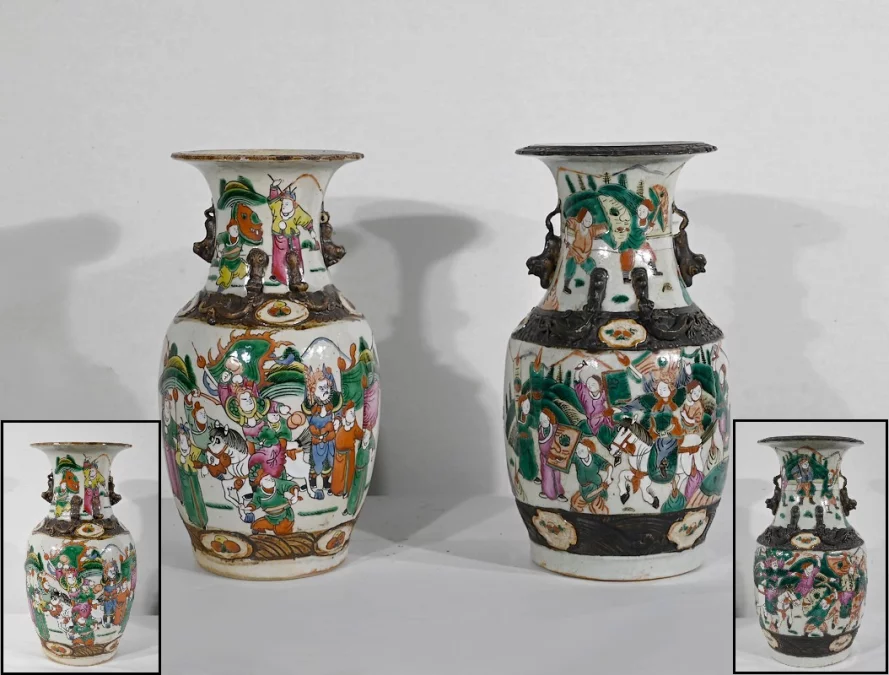 Paire de Vases en Porcelaine de Nankin, Chine – Fin XIXe