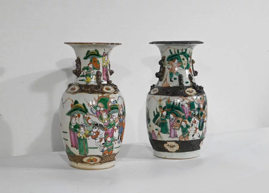 Paire de Vases en Porcelaine de Nankin, Chine – Fin XIXe