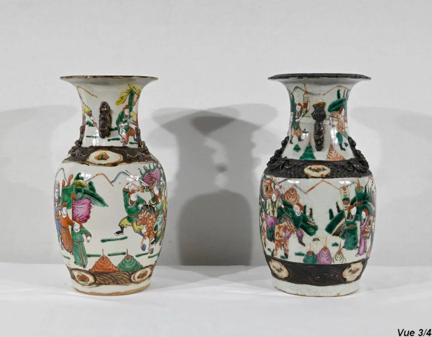 Paire de Vases en Porcelaine de Nankin, Chine – Fin XIXe