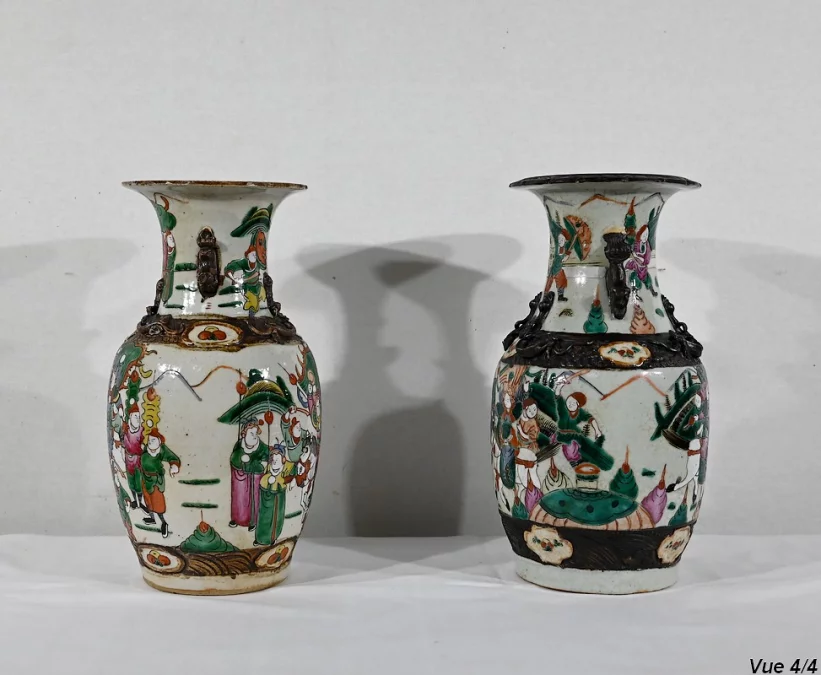 Paire de Vases en Porcelaine de Nankin, Chine – Fin XIXe