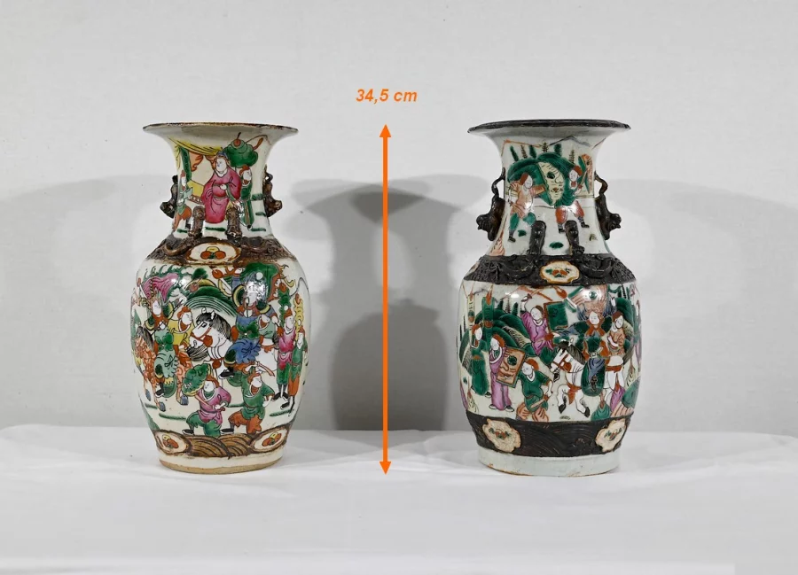 Paire de Vases en Porcelaine de Nankin, Chine – Fin XIXe