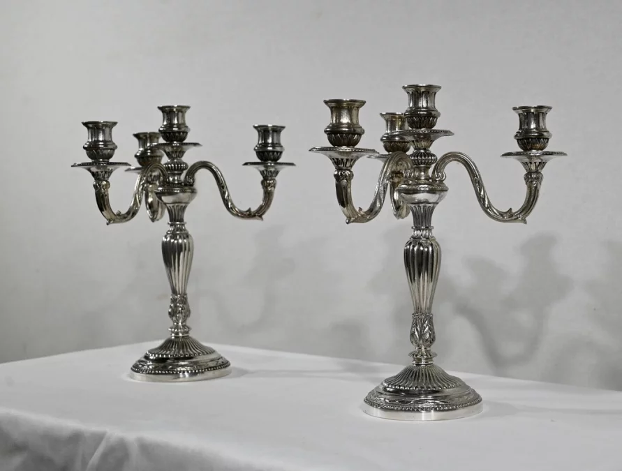 ПАРА СЕРЕБРЯНЫХ ПОДСВЕЧНИКОВ