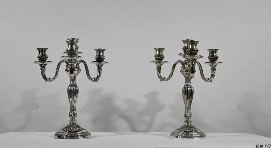ПАРА СЕРЕБРЯНЫХ ПОДСВЕЧНИКОВ