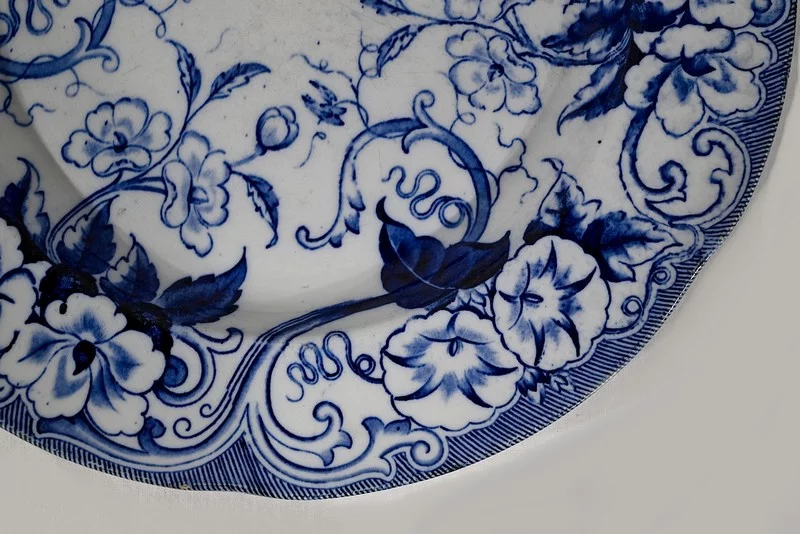 Grand Plat en Faïence « Flora aux Liserons », Creil & Montereau, Art Nouveau – Fin XIXe