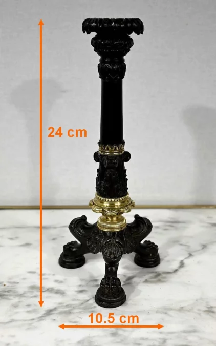 Paire de Bougeoirs en Bronze, époque Restauration – Début XIXe