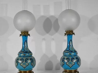 Paire de Lampes en Porcelaine et Bronze, époque Napoléon III – Milieu XIXe