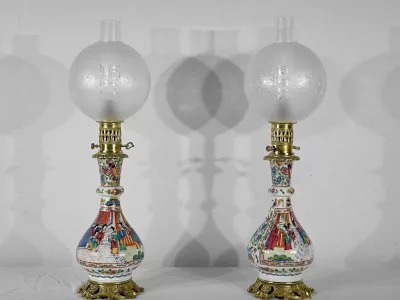 Paire de Lampes à Pétrole, époque Napoléon III – Milieu XIXe