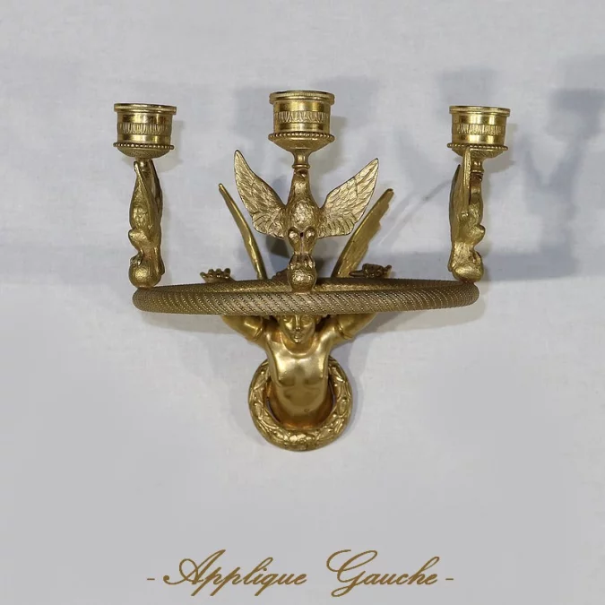 Paire d’Appliques Porte-bougies en Bronze doré, Empire – Début XIXe