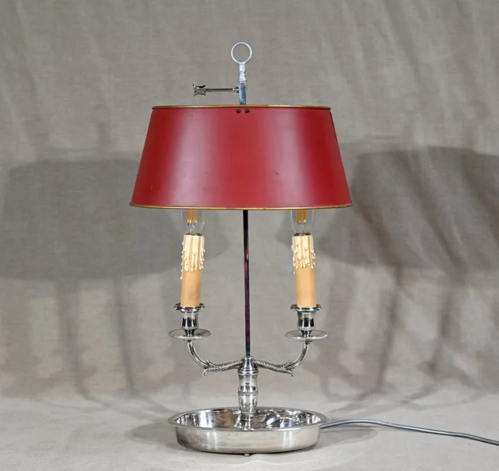 Lampe Bouillotte en Métal Argenté – Début XXe