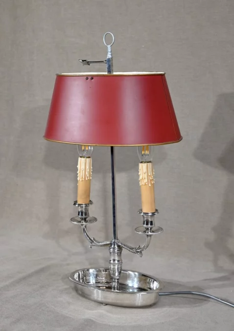 Lampe Bouillotte en Métal Argenté – Début XXe