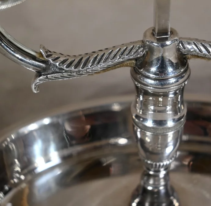 Lampe Bouillotte en Métal Argenté – Début XXe