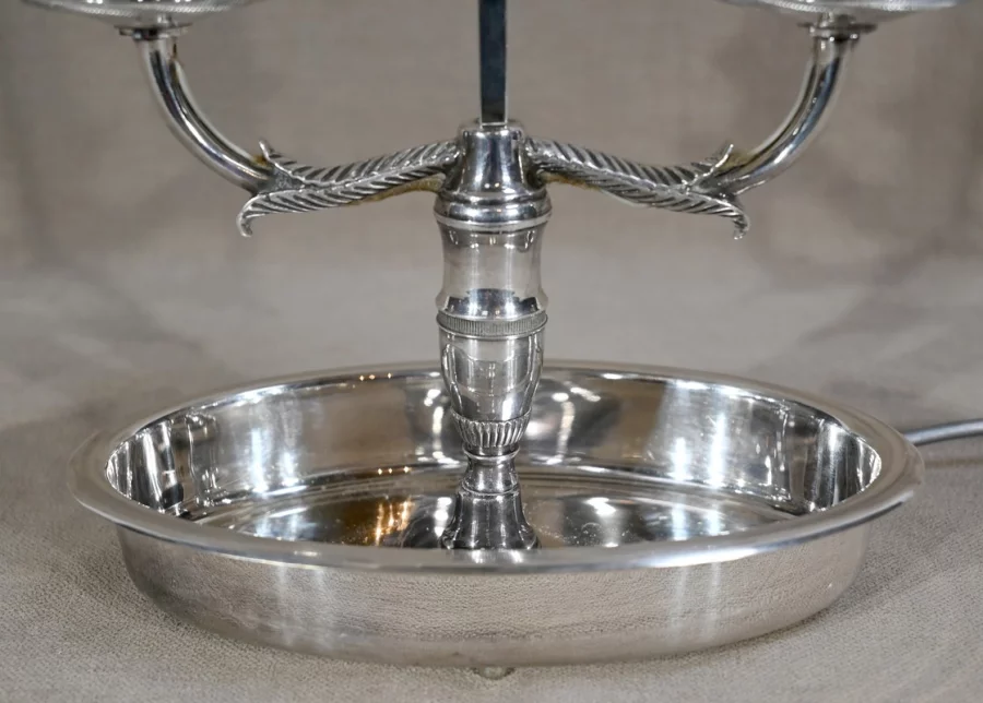 Lampe Bouillotte en Métal Argenté – Début XXe