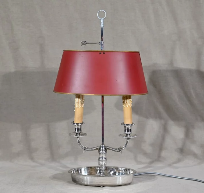 Lampe Bouillotte en Métal Argenté – Début XXe