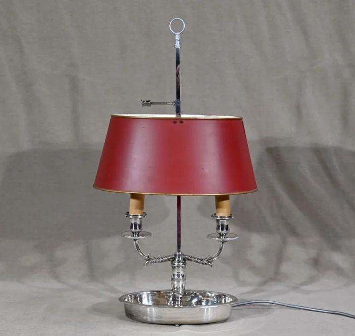 Lampe Bouillotte en Métal Argenté – Début XXe