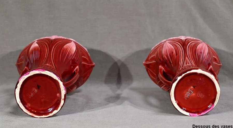 PAR DE JARRONES firmados DIGOIN SARREGUEMINES