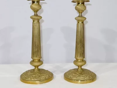 Paire de Bougeoirs en Laiton, goût Empire – Début XXe