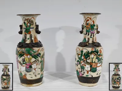 Paire de Vases en Porcelaine de Nankin, Chine – Fin XIXe