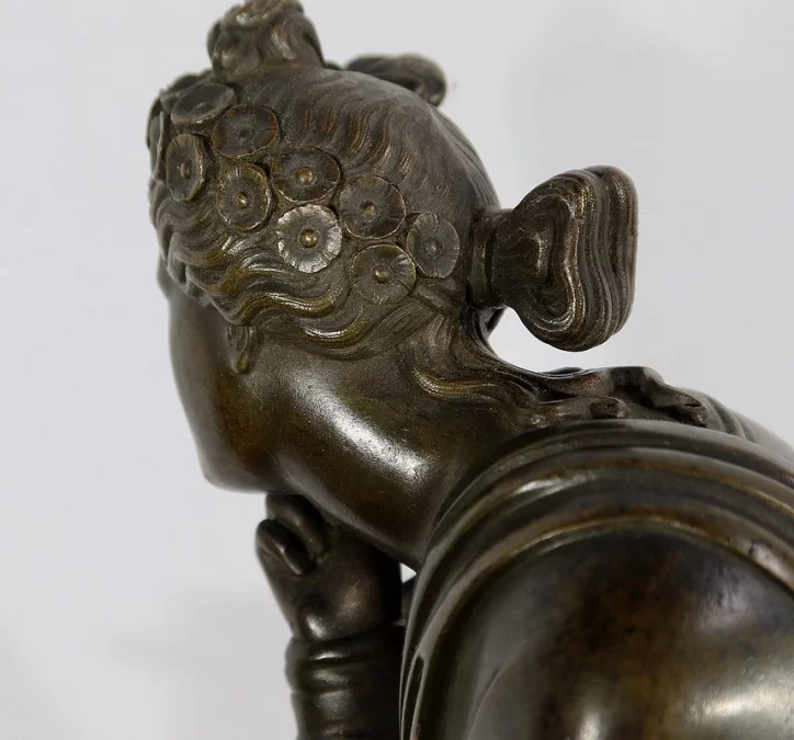 Importante Garniture de Cheminée en Marbre Jaune de Sienne et Bronze patiné, époque Empire – Début XIXe