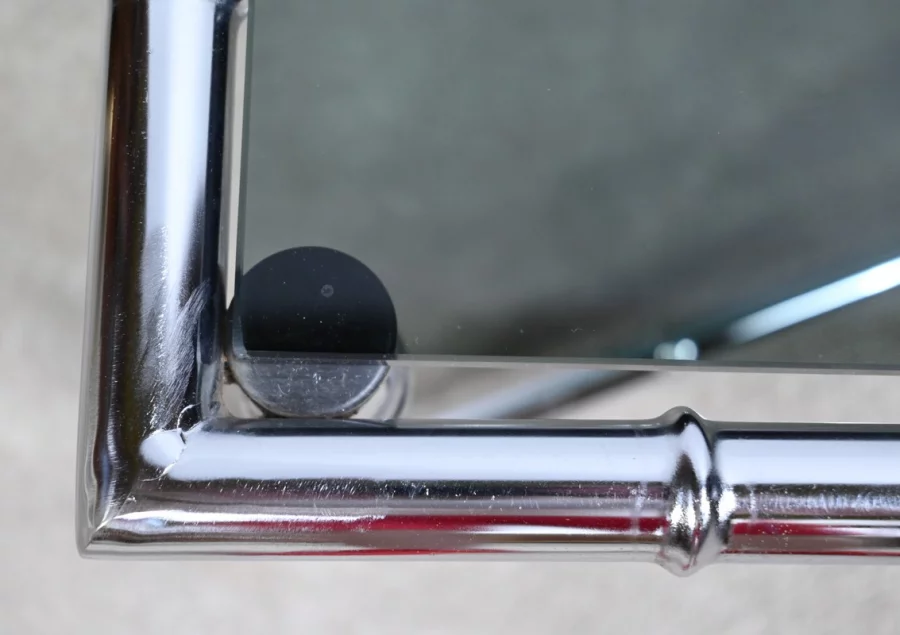 Table Basse en Métal Chromé, esprit Bambou – 1970