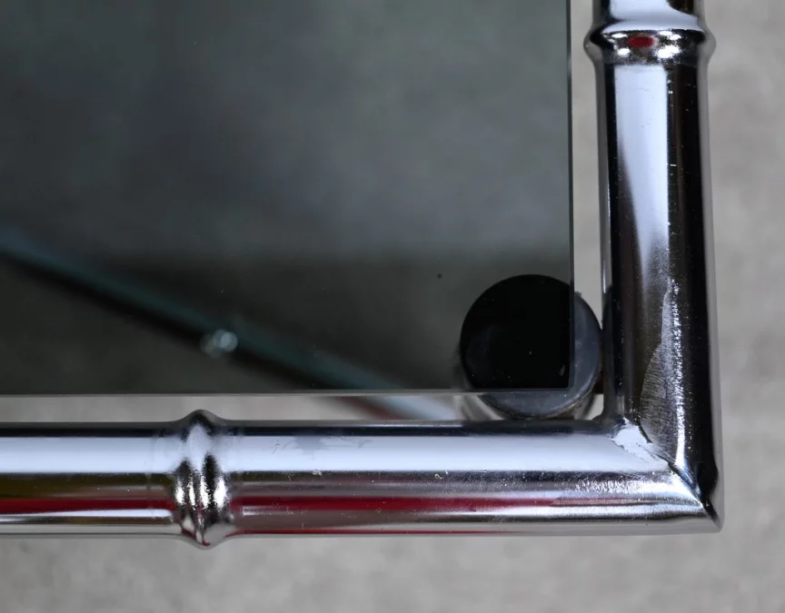 Table Basse en Métal Chromé, esprit Bambou – 1970