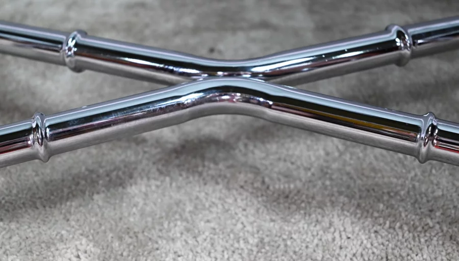 Table Basse en Métal Chromé, esprit Bambou – 1970