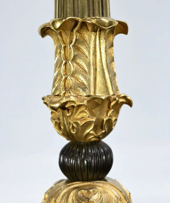 Paire de Chandeliers en Bronze à Double Patine, époque Restauration – Début XIXe