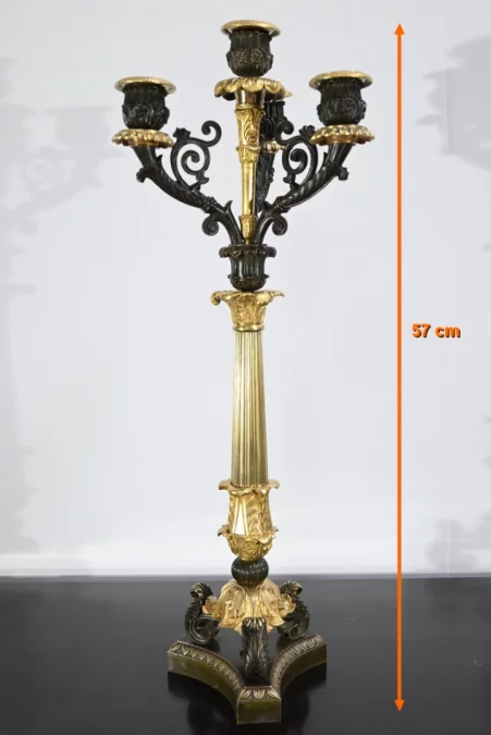 Paire de Chandeliers en Bronze à Double Patine, époque Restauration – Début XIXe