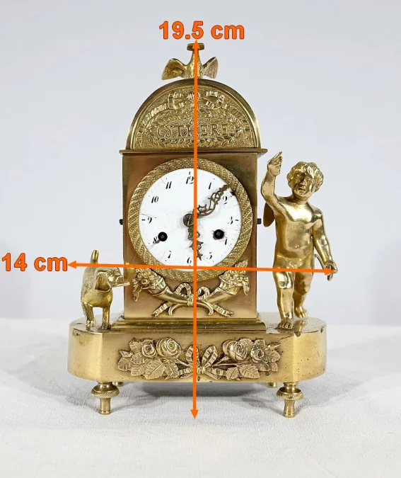 Petite Pendulette de Voyage en Bronze Doré,  époque Empire -  Début XIXe