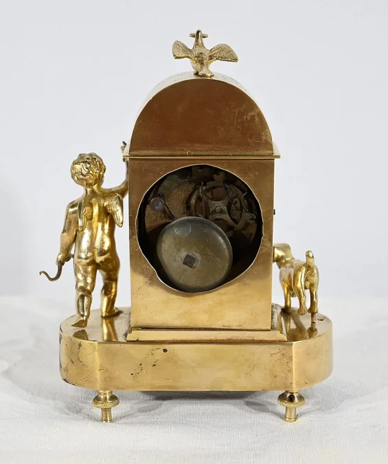 Petite Pendulette de Voyage en Bronze Doré,  époque Empire -  Début XIXe