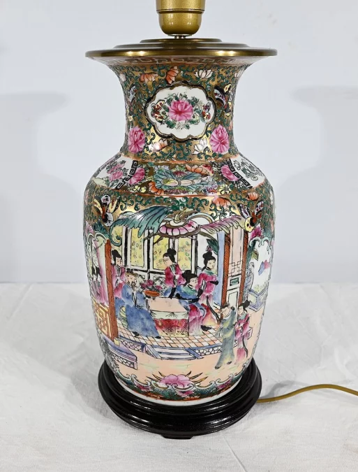 Lampe en Porcelaine de Canton, Chine – Fin XIXe