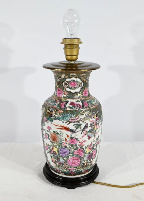Lampe en Porcelaine de Canton, Chine – Fin XIXe