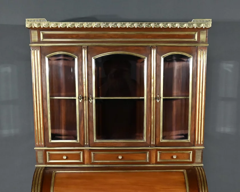 Rare Petit Bureau à Cylindre et Vitrine, en Acajou, style Louis XVI – Milieu XIXe