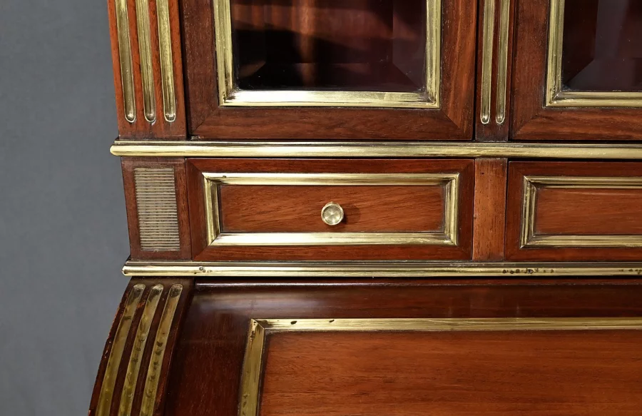 Rare Petit Bureau à Cylindre et Vitrine, en Acajou, style Louis XVI – Milieu XIXe