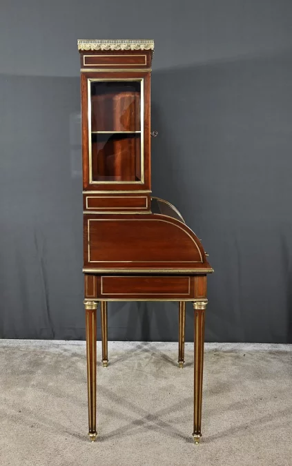 Rare Petit Bureau à Cylindre et Vitrine, en Acajou, style Louis XVI – Milieu XIXe