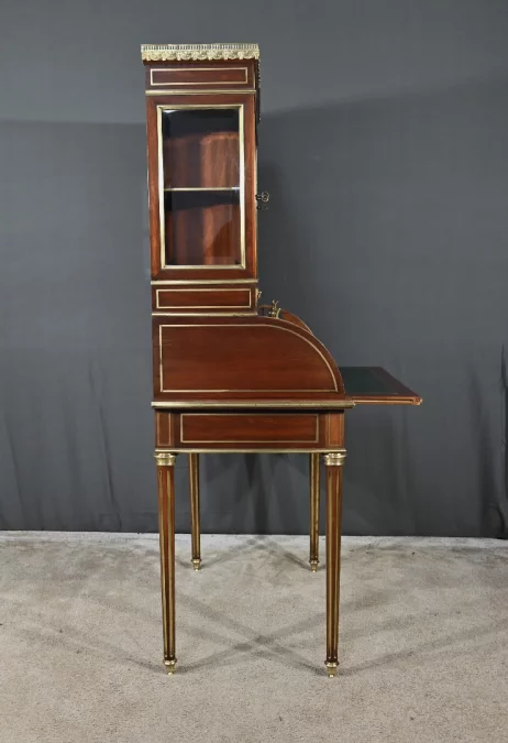 Rare Petit Bureau à Cylindre et Vitrine, en Acajou, style Louis XVI – Milieu XIXe