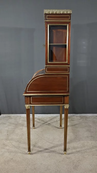Rare Petit Bureau à Cylindre et Vitrine, en Acajou, style Louis XVI – Milieu XIXe